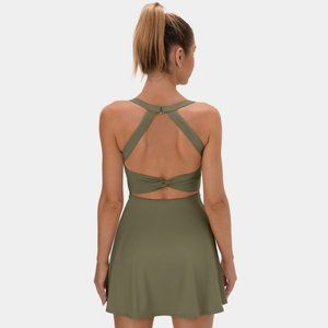 Halara Backless Cut Out Twisted Side Pocket Workout Dance Dress